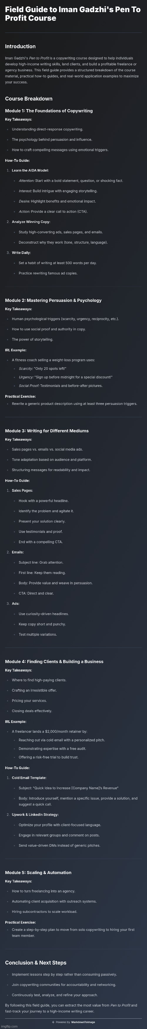 Iman Gadzhi - Pen To Profit Course-Notes :> | image tagged in simothefinlandized,iman gadzhi,copywriting,infographic,tutorial | made w/ Imgflip meme maker