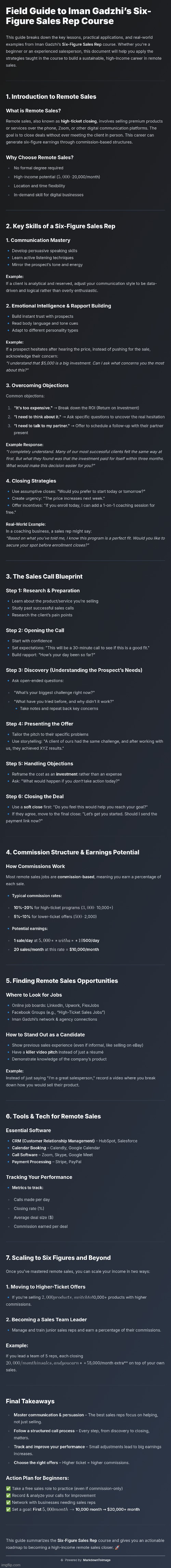 Iman Gadzhi - Six Figures Sales Rep Course-Notes :> | image tagged in simothefinlandized,iman gadzhi,sales,infographic,tutorial | made w/ Imgflip meme maker