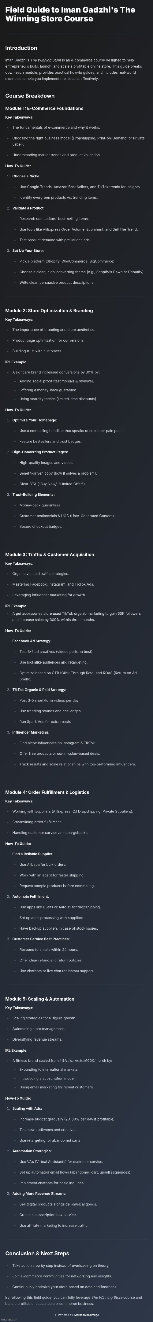 Iman Gadzhi - The Winning Store Course-Notes :> | image tagged in simothefinlandized,iman gadzhi,e-commerce,infographic,tutorial | made w/ Imgflip meme maker