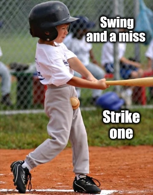 Swing and a miss | Swing and a miss Strike one | image tagged in swing and a miss | made w/ Imgflip meme maker