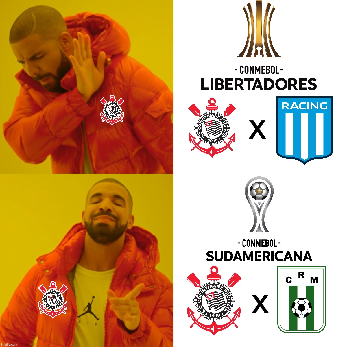 Corinthians sendo nanico | x; x | image tagged in memes,drake hotline bling | made w/ Imgflip meme maker