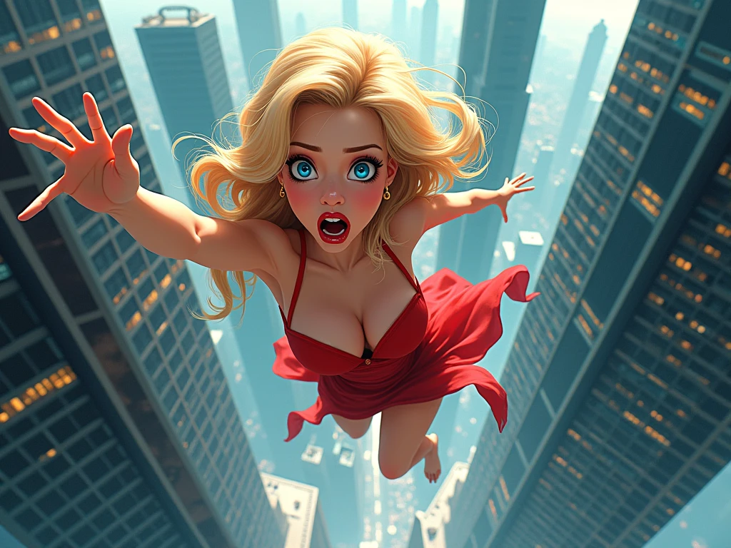 scared falling blonde woman Blank Meme Template