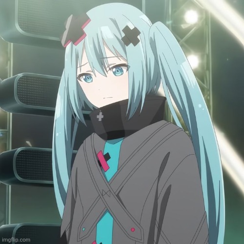 Broken Miku looking down | image tagged in broken miku looking down | made w/ Imgflip meme maker