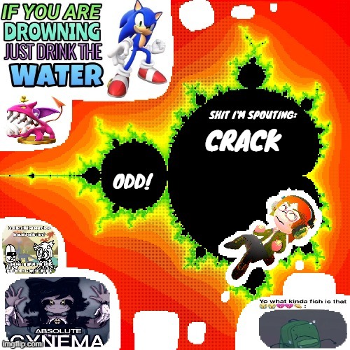 Odd Mandelbrot announcement template mii version | CRACK | image tagged in odd mandelbrot announcement template mii version | made w/ Imgflip meme maker