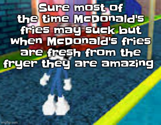 Erm what the sigma | Sure most of the time McDonald's fries may suck but when McDonald's fries are fresh from the fryer they are amazing | image tagged in erm what the sigma | made w/ Imgflip meme maker
