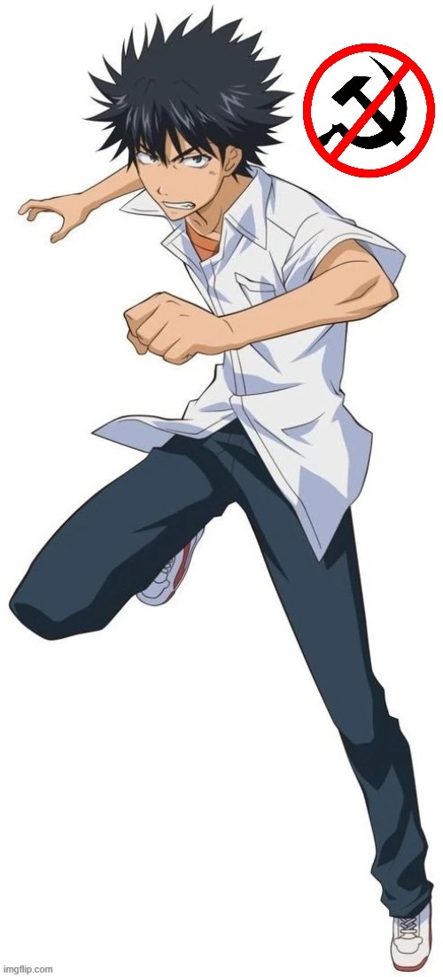 anti communist Touma Kamijou | image tagged in anti communist touma kamijou,anime,a certain magical index,communism | made w/ Imgflip meme maker