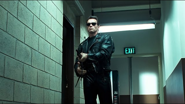 T 800 shooting the T1000 at the mall Blank Meme Template