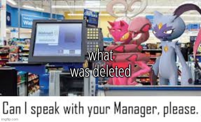 Can i speak with your manager please | what was deleted | image tagged in can i speak with your manager please | made w/ Imgflip meme maker