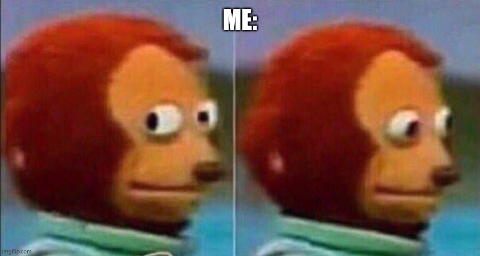 Monkey looking away | ME: | image tagged in monkey looking away | made w/ Imgflip meme maker