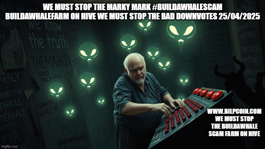WE MUST STOP THE MARKY MARK #BUILDAWHALESCAM BUILDAWHALEFARM ON HIVE WE MUST STOP THE BAD DOWNVOTES 25/04/2025; WWW.BILPCOIN.COM WE MUST STOP THE BUILDAWHALE SCAM FARM ON HIVE | made w/ Imgflip meme maker