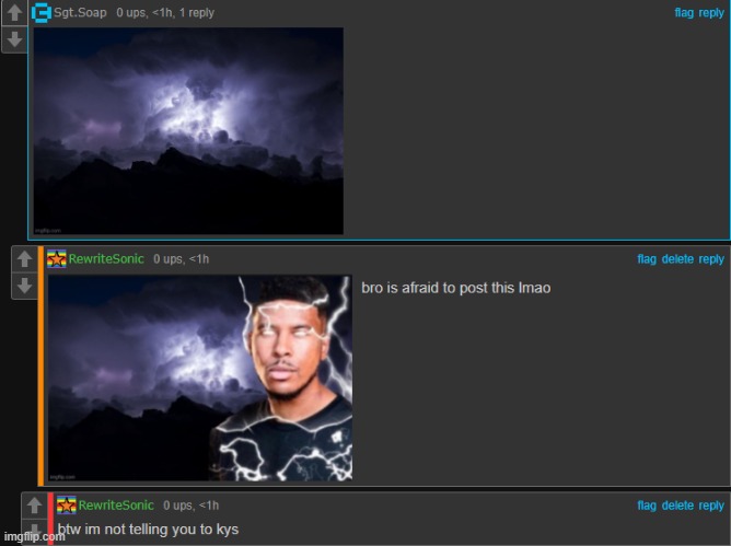 here before i get banned bc idk whats gonna happen | image tagged in hi | made w/ Imgflip meme maker