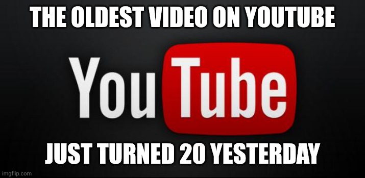 Damn | THE OLDEST VIDEO ON YOUTUBE; JUST TURNED 20 YESTERDAY | image tagged in youtube | made w/ Imgflip meme maker
