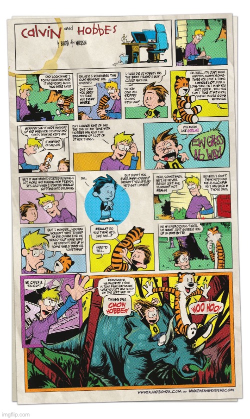 Another great “Calvin and Hobbes” tribute… | image tagged in calvin and hobbes,comics,tribute,newspaper comic | made w/ Imgflip meme maker