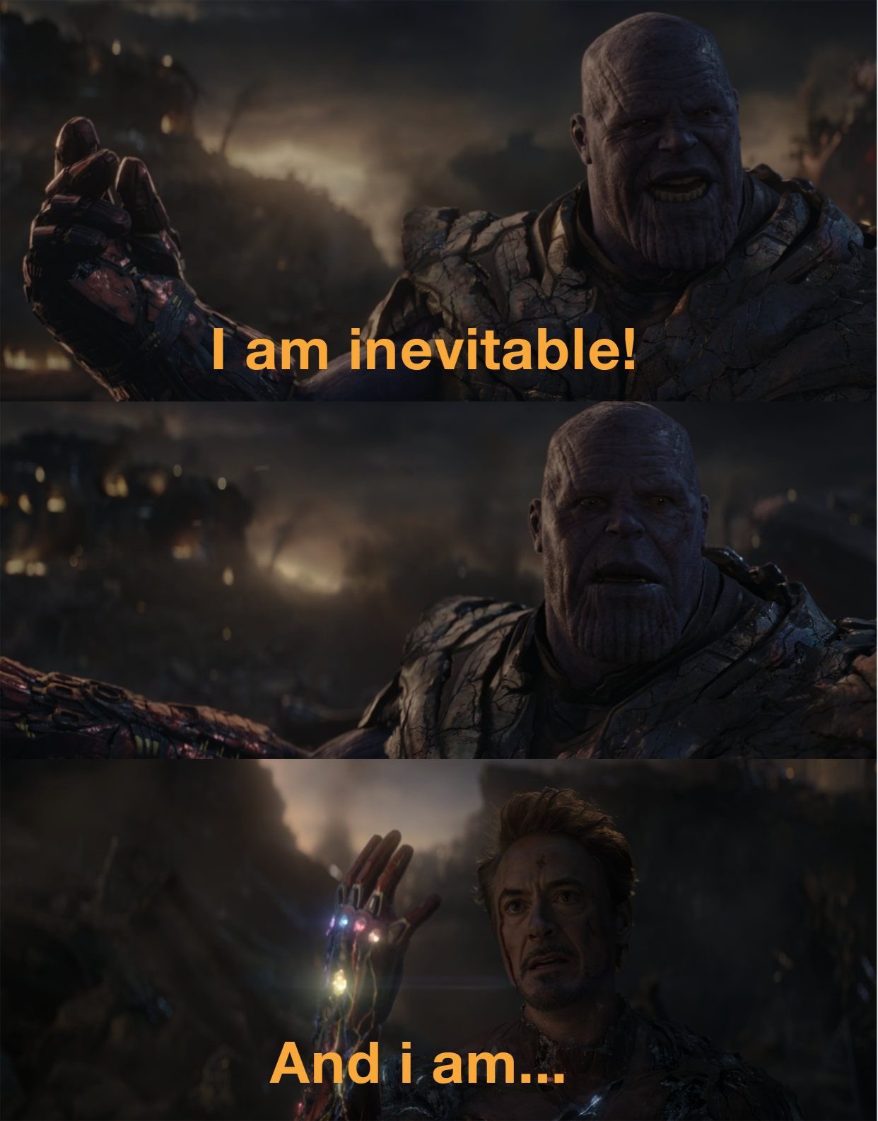 Iron Man vs Thanos V3 - Endgame Blank Meme Template