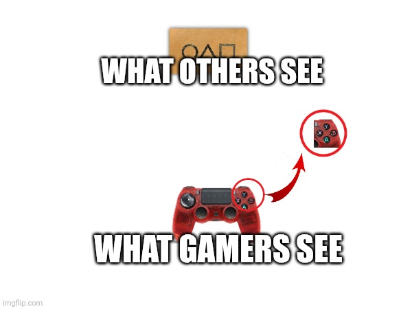What _____s see | WHAT OTHERS SEE; WHAT GAMERS SEE | image tagged in funny memes,squid game | made w/ Imgflip meme maker