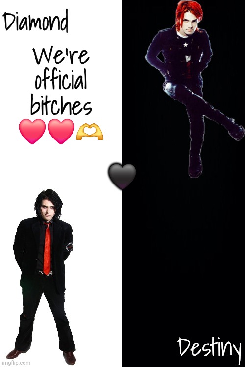 Diamond and Destiny shared announcement template <3 | We're official bitches ❤️❤️🫶 | image tagged in diamond and destiny shared announcement template 3 | made w/ Imgflip meme maker