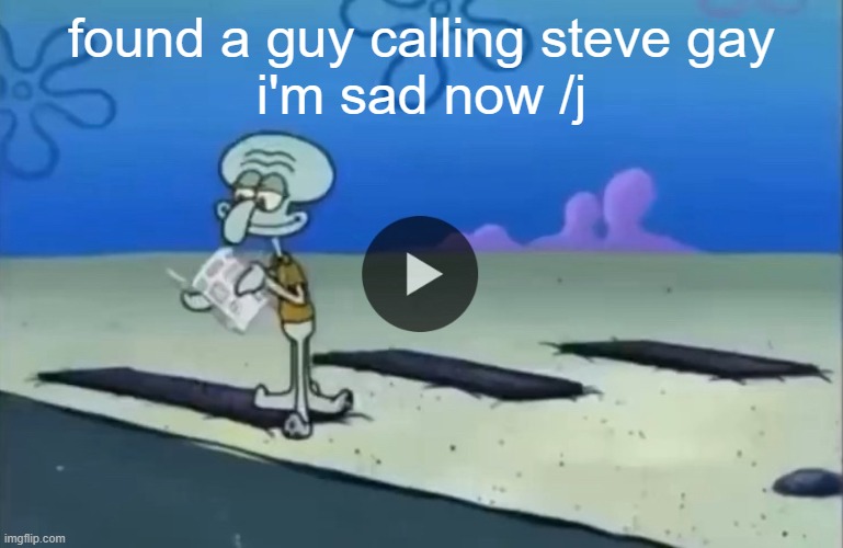 mood | found a guy calling steve gay
i'm sad now /j | image tagged in mood | made w/ Imgflip meme maker