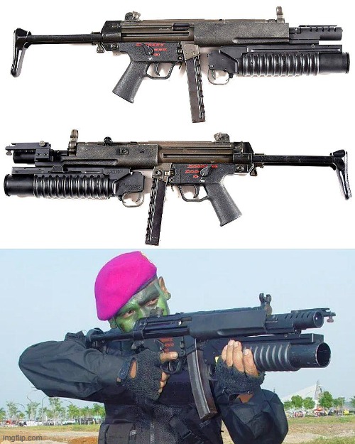Only half-life fans will understand. | image tagged in mp5a3,m203,grenade launcher,half life | made w/ Imgflip meme maker