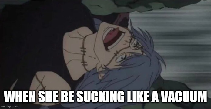 Vacuum | WHEN SHE BE SUCKING LIKE A VACUUM | image tagged in sex jokes | made w/ Imgflip meme maker
