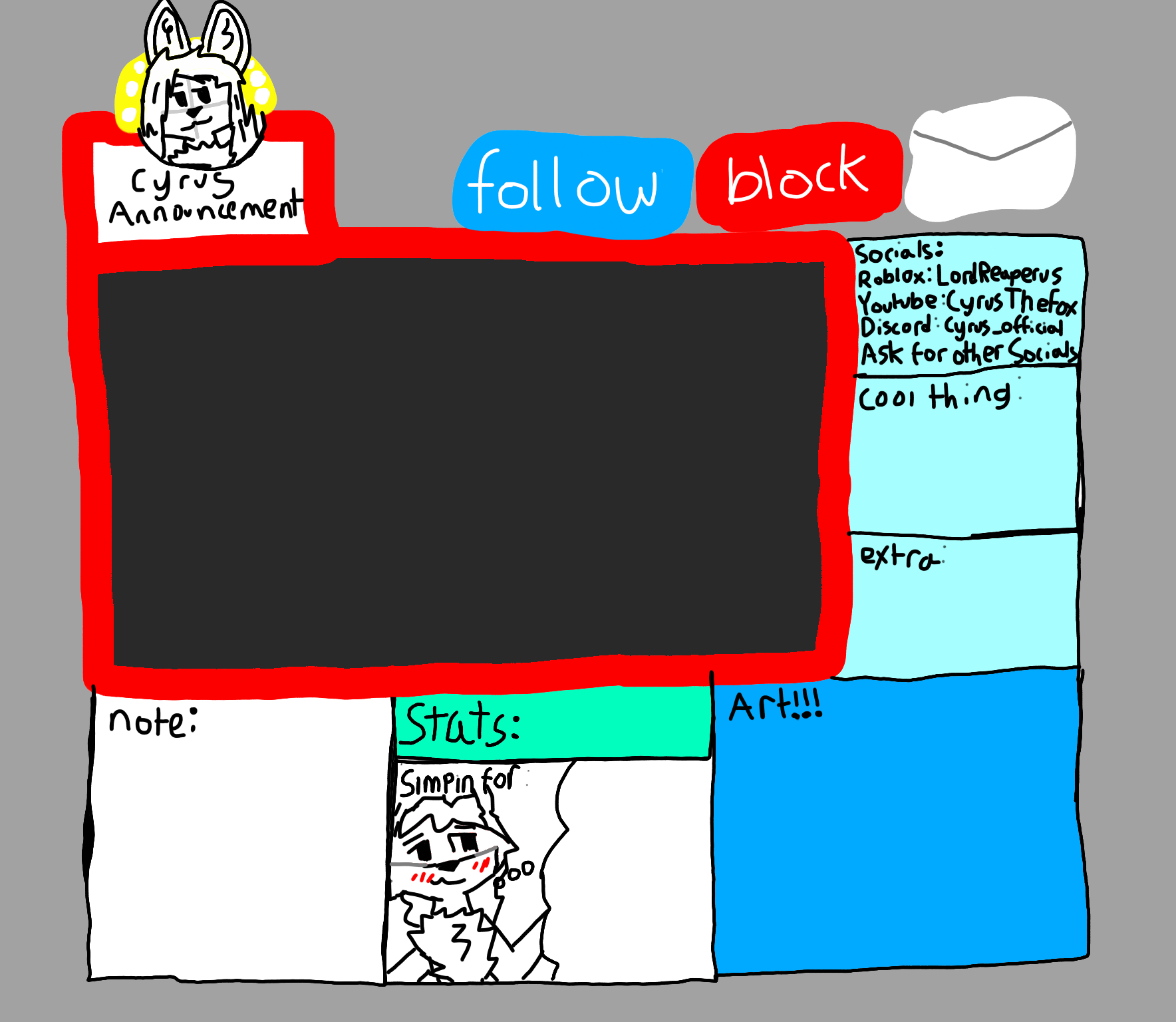 High Quality CyrusTheFox announcement template Blank Meme Template
