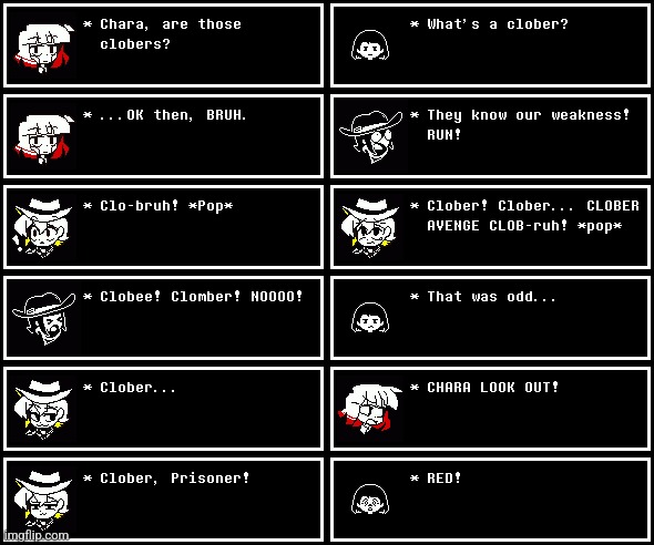 Red has been Clober-napped! | image tagged in chara generations,chara,clober,red | made w/ Imgflip meme maker