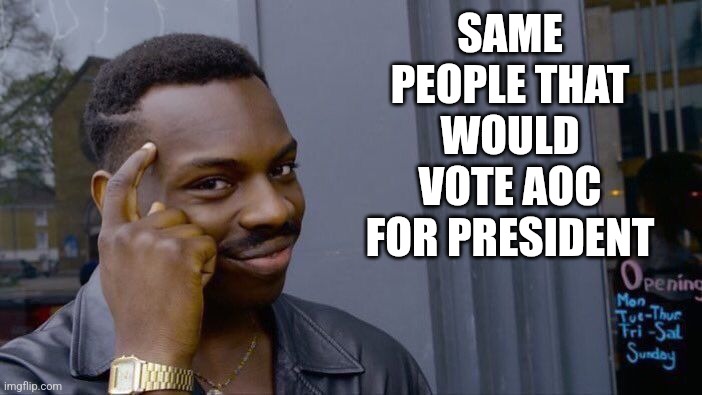 SAME PEOPLE THAT WOULD VOTE AOC FOR PRESIDENT | image tagged in memes,roll safe think about it | made w/ Imgflip meme maker