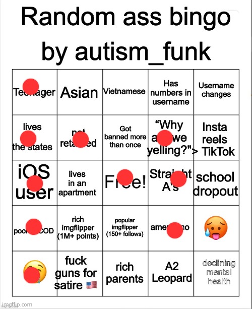 Random Ass Bingo, By Autism | image tagged in random ass bingo by autism | made w/ Imgflip meme maker