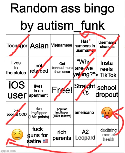 Random Ass Bingo, By Autism | image tagged in random ass bingo by autism | made w/ Imgflip meme maker