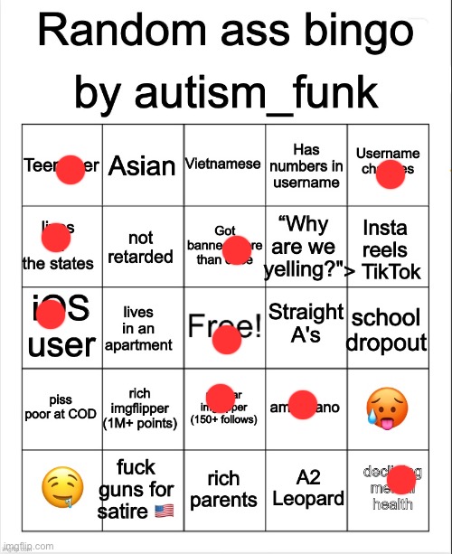 im assuming americano means american, but it probably doesn’t because i’m stupid | image tagged in random ass bingo by autism | made w/ Imgflip meme maker