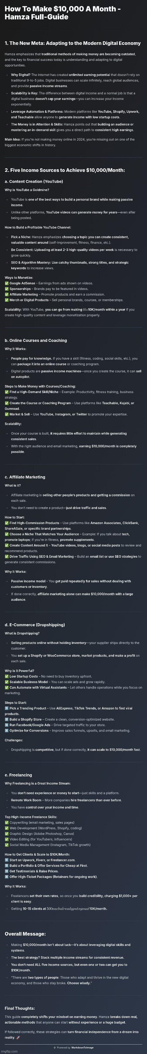 Hamza - Making $10K A Month :> | image tagged in simothefinlandized,money,business,hamza,infographic,tutorial | made w/ Imgflip meme maker