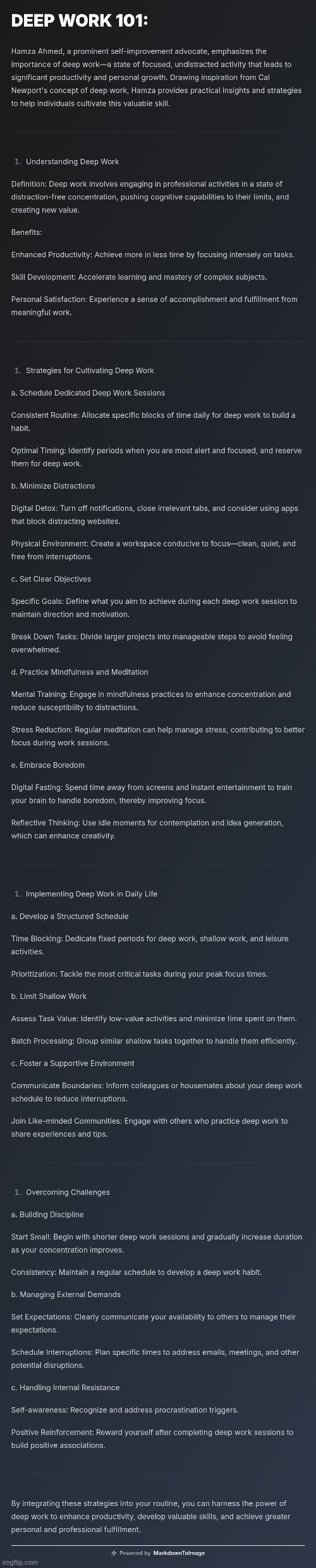 Hamza - Deep Work :> | image tagged in simothefinlandized,deep work,hamza,infographic,tutorial | made w/ Imgflip meme maker
