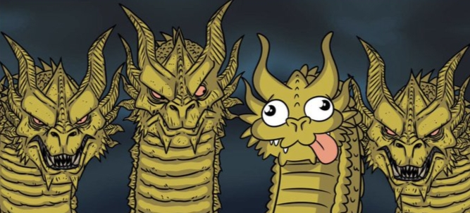 King Ghidorah Head Meme Blank Meme Template