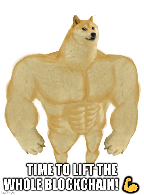 Swole Doge | TIME TO LIFT THE WHOLE BLOCKCHAIN! 💪 | image tagged in swole doge | made w/ Imgflip meme maker