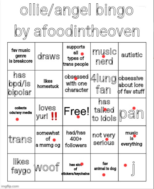 ollie bingo | image tagged in ollie bingo | made w/ Imgflip meme maker