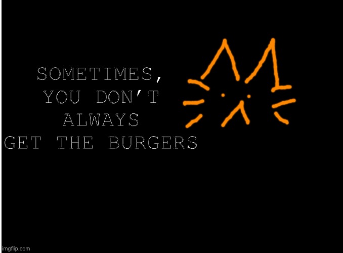 Blank burger cat template | SOMETIMES, YOU DON’T ALWAYS GET THE BURGERS | image tagged in blank burger cat template | made w/ Imgflip meme maker