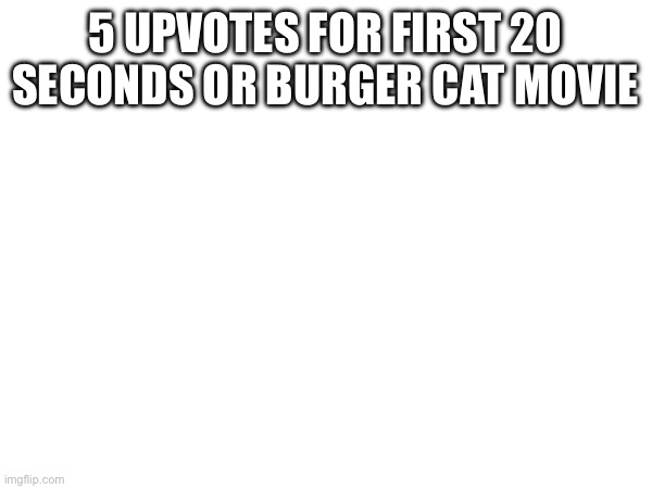 5 UPVOTES FOR FIRST 20
SECONDS OR BURGER CAT MOVIE | made w/ Imgflip meme maker