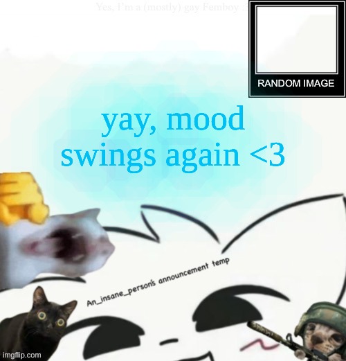 /s | yay, mood swings again <3 | image tagged in my lil announcement | made w/ Imgflip meme maker