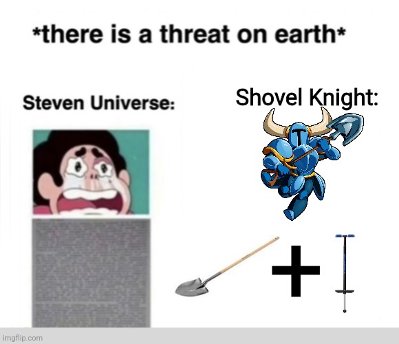 Shovel Knight threat on earth | Shovel Knight:; + | image tagged in there is a threat on earth | made w/ Imgflip meme maker