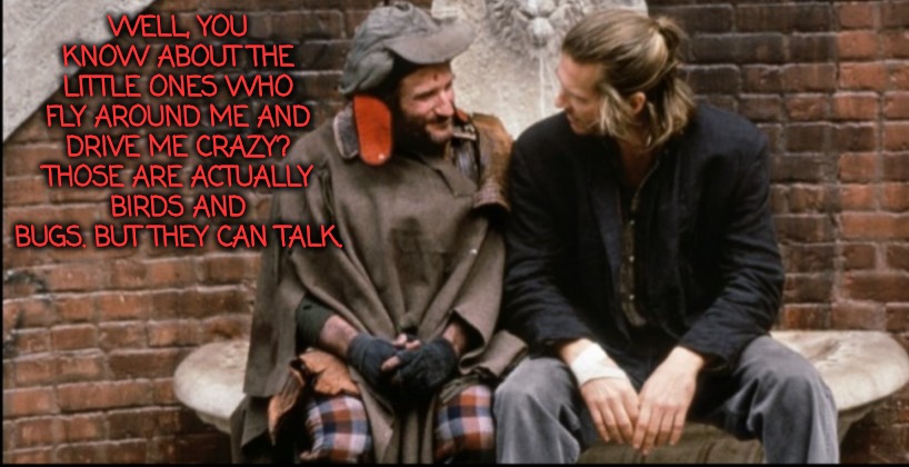 WELL, YOU KNOW ABOUT THE LITTLE ONES WHO FLY AROUND ME AND DRIVE ME CRAZY? THOSE ARE ACTUALLY BIRDS AND BUGS. BUT THEY CAN TALK. | made w/ Imgflip meme maker