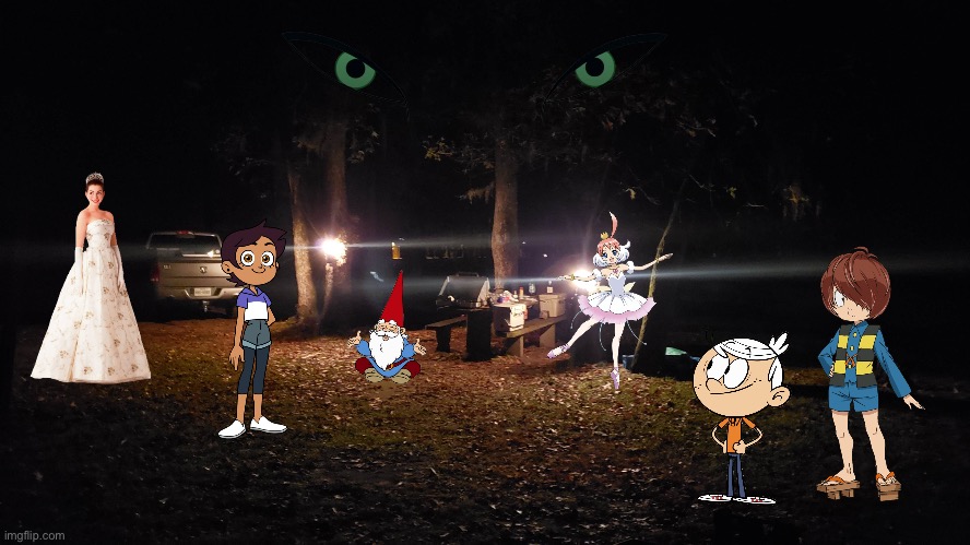 In the dark forest with David The Gnome | image tagged in texas,houston,anime,the loud house,lincoln loud,the owl house | made w/ Imgflip meme maker