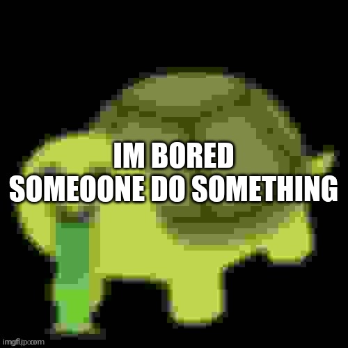 Low Quality Barfing Turtle | IM BORED SOMEOONE DO SOMETHING | image tagged in low quality barfing turtle | made w/ Imgflip meme maker