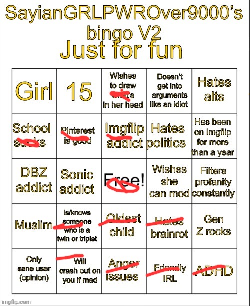 Bingoh | image tagged in sayiangrlpwrover9000 s bingo v2 | made w/ Imgflip meme maker