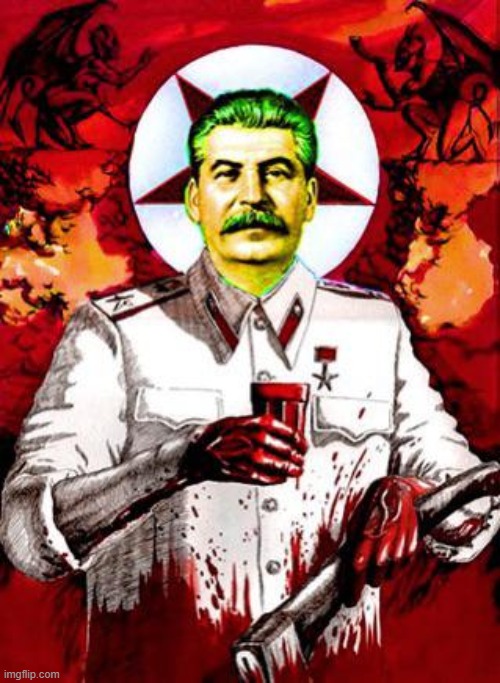 Demonic Joseph Stalin | image tagged in demonic,joseph stalin,communism,pentagram | made w/ Imgflip meme maker