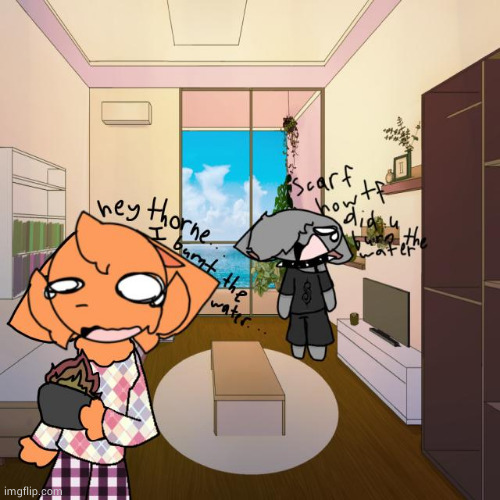 Silly drawing my online friend on ibispaint made of my oc and my gfs oc | made w/ Imgflip meme maker