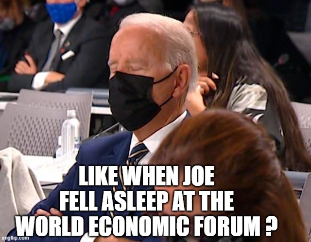 LIKE WHEN JOE FELL ASLEEP AT THE WORLD ECONOMIC FORUM ? | made w/ Imgflip meme maker