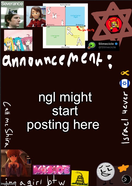 shira’s cool new temp | ngl might start posting here | image tagged in shira s cool new temp | made w/ Imgflip meme maker