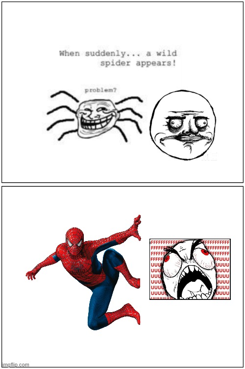 spiderman here to save the day | image tagged in memes,blank comic panel 1x2,rage comics | made w/ Imgflip meme maker
