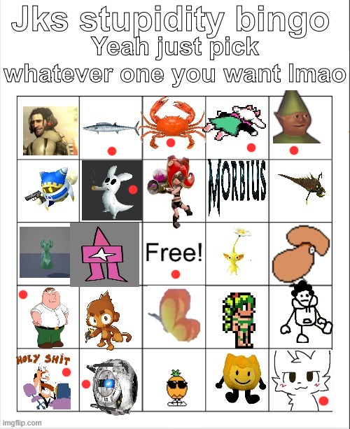 random ahh | image tagged in jks stupidity bingo | made w/ Imgflip meme maker
