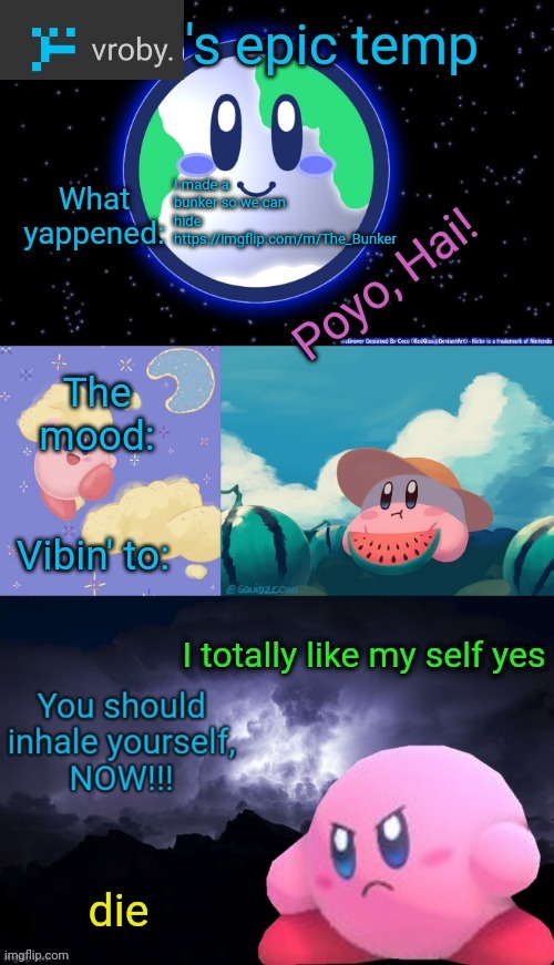 https://imgflip.com/m/The_Bunker | I made a bunker so we can hide https://imgflip.com/m/The_Bunker | image tagged in vroby 's epic temp | made w/ Imgflip meme maker
