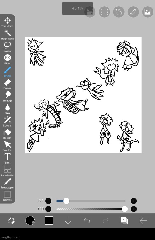Making something with my ocs. This isn't the actual line art btw | made w/ Imgflip meme maker